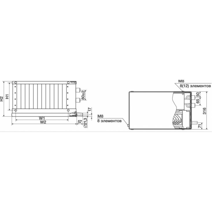 Водяной охладитель Shuft WHR-W 1000х500/3 Водяной охладитель Shuft WHR-W 1000х500/3